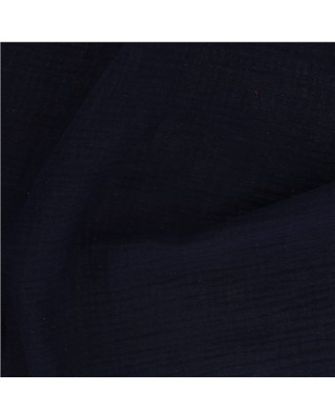 Tissu double gaze Francine bleu marine au mètre