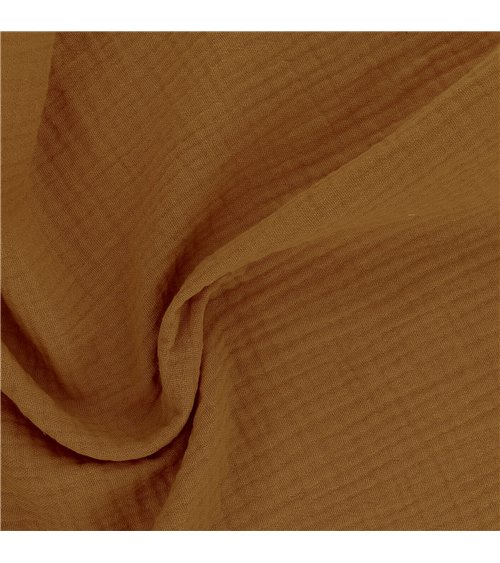 Tissu double gaze Francine ocre au mètre