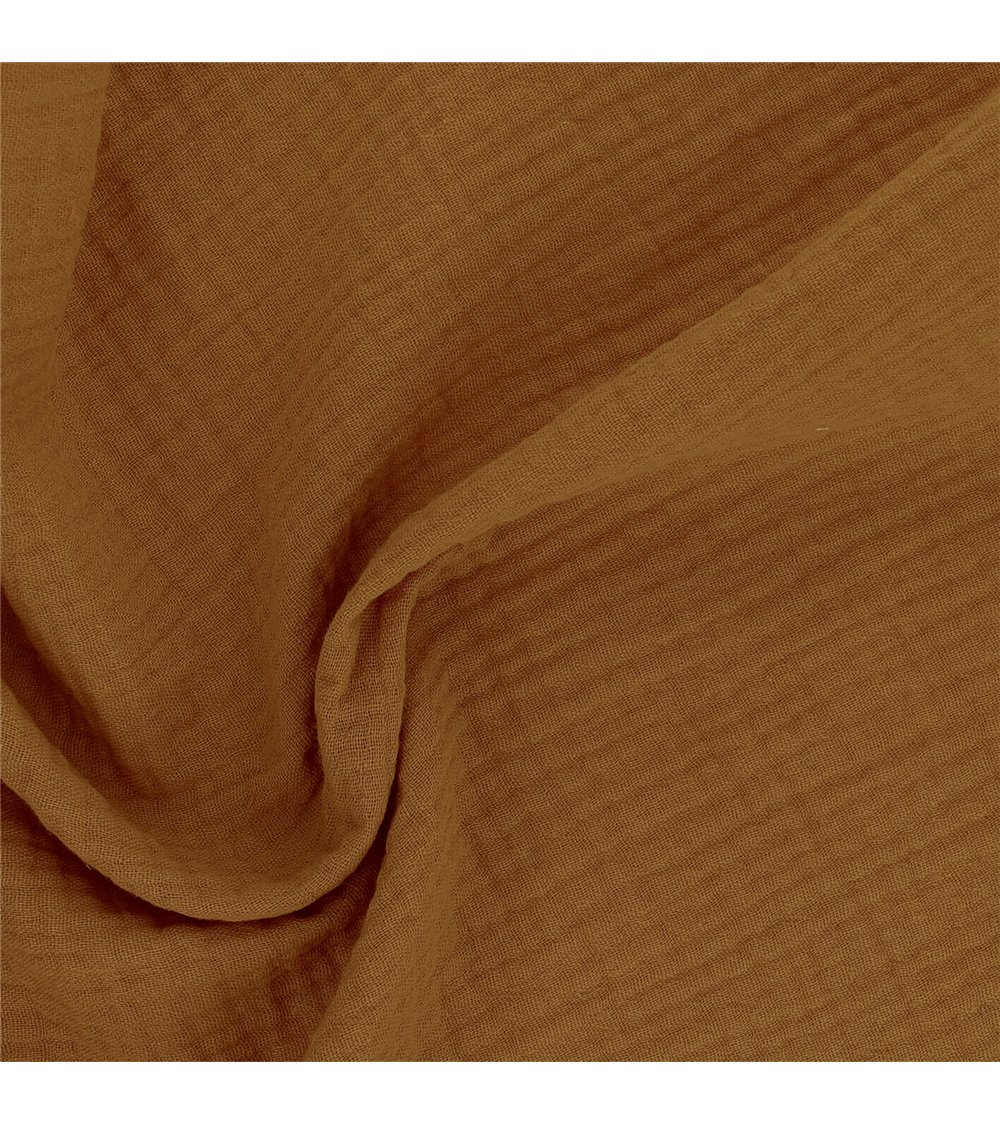 Tissu double gaze Francine ocre au mètre