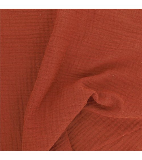 Tissu double gaze Francine rouille au mètre