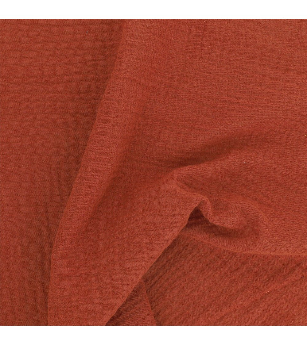 Tissu double gaze Francine rouille au mètre