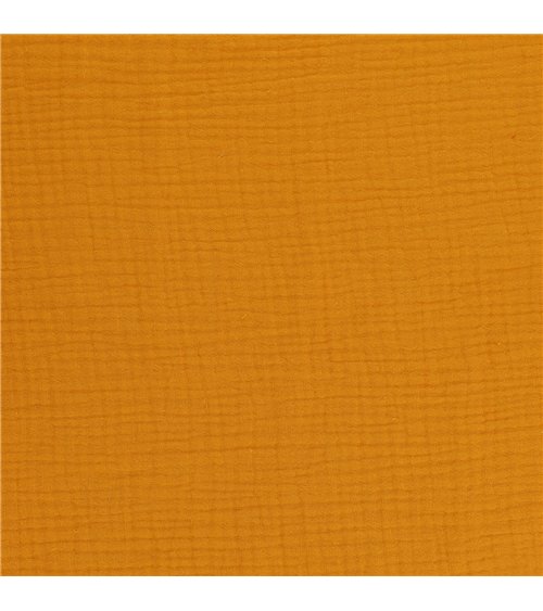 Tissu double gaze Francine jaune moutarde au mètre
