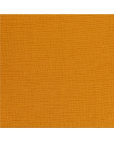 Tissu double gaze Francine jaune moutarde au mètre