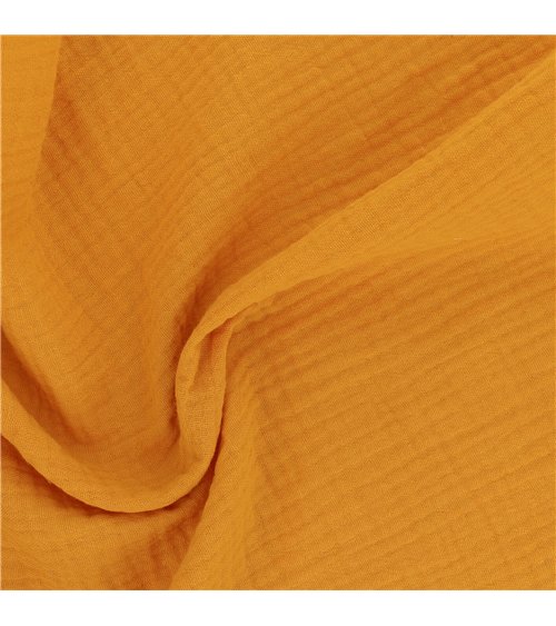 Tissu double gaze Francine jaune moutarde au mètre
