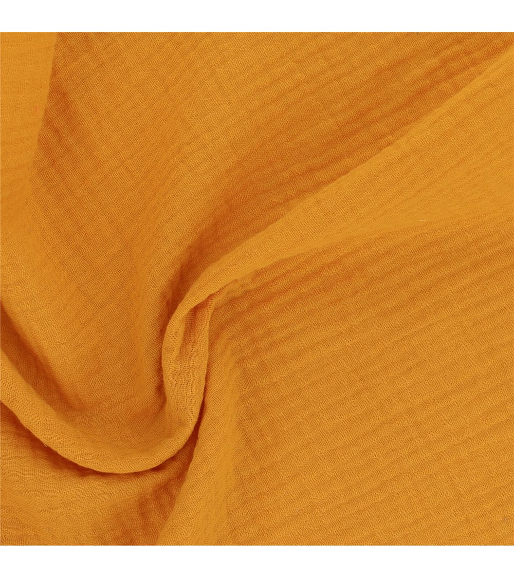 Tissu double gaze Francine jaune moutarde au mètre