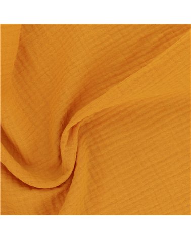 Tissu double gaze Francine jaune moutarde au mètre