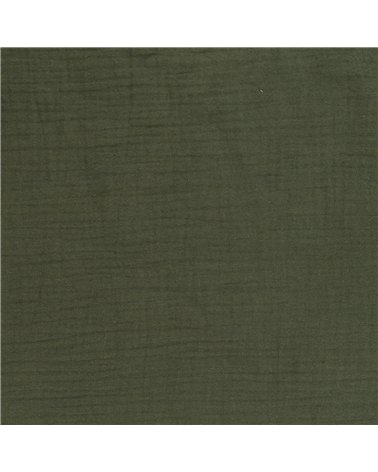 Tissu double gaze Francine vert kaki au mètre