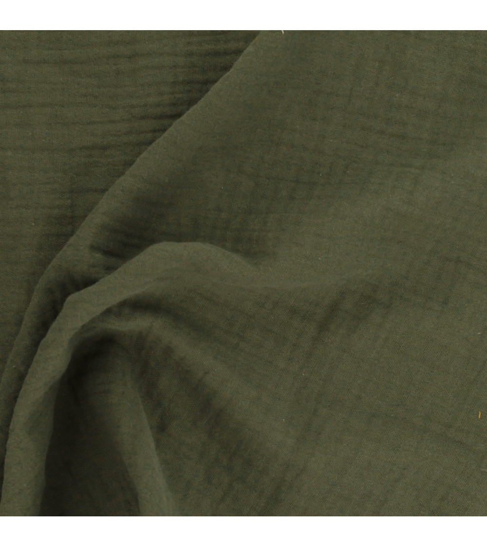 Khaki green Francine double gauze fabric by the meter