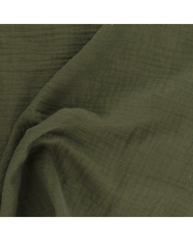 Khaki green Francine double gauze fabric by the meter