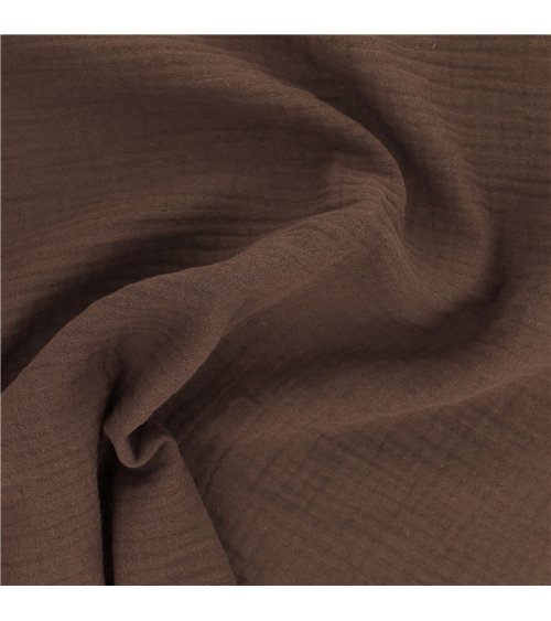 Tissu double gaze Francine marron clair au mètre