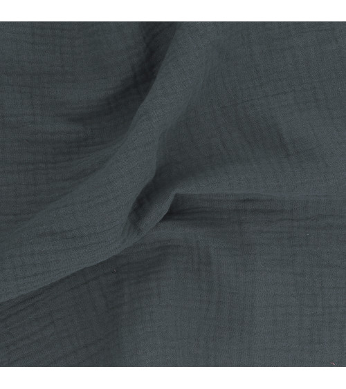 Francine denim blue double gauze fabric by the meter