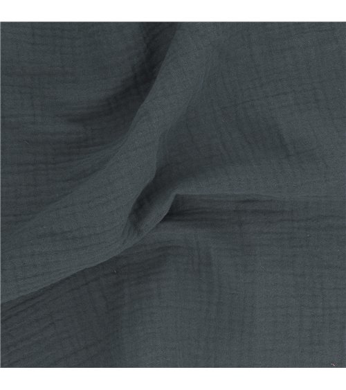 Tissu double gaze Francine bleu jean au mètre