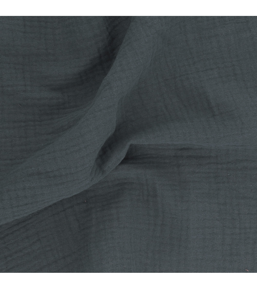 Francine denim blue double gauze fabric by the meter