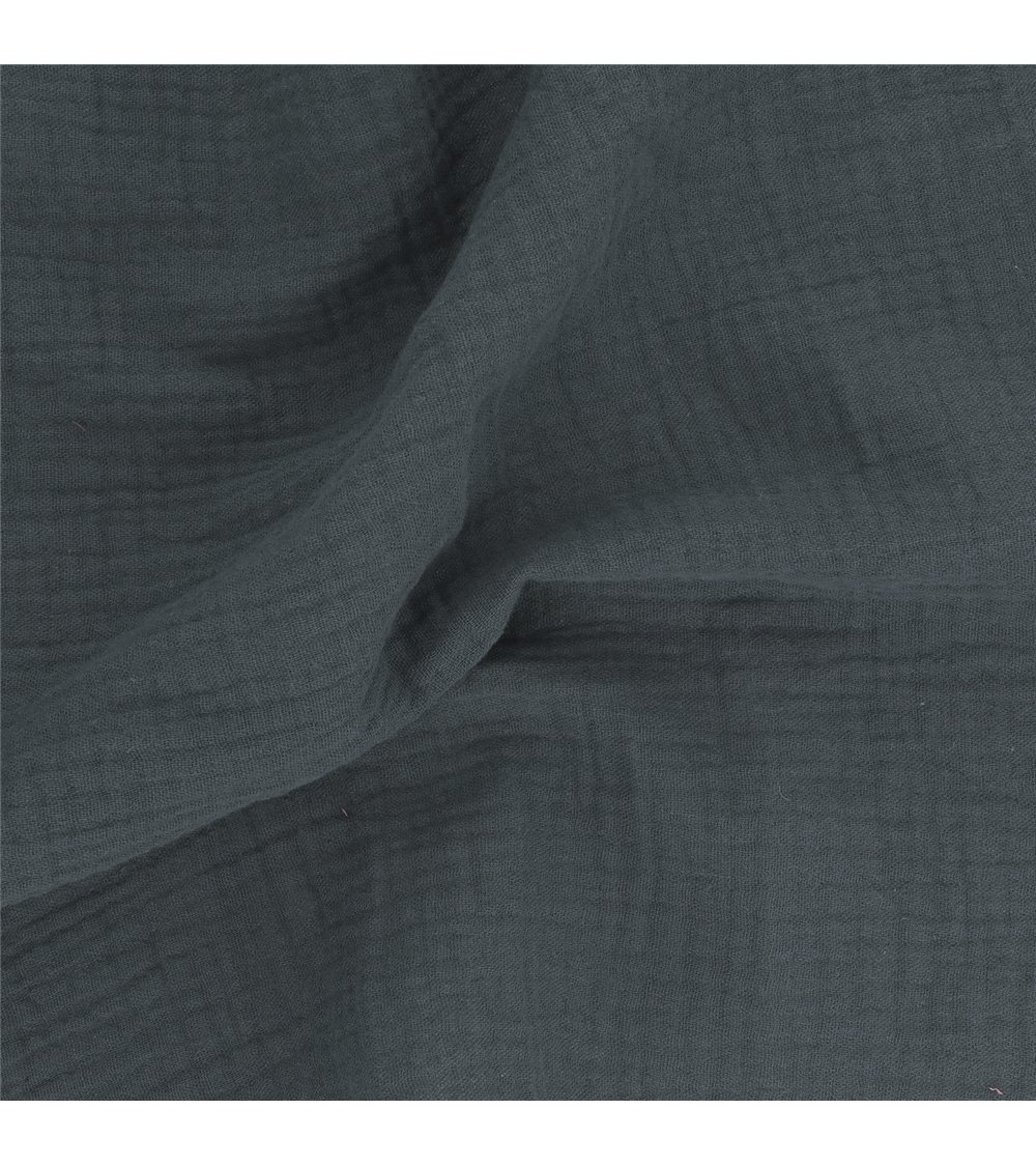 Tissu double gaze Francine bleu jean au mètre