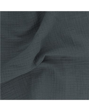 Tissu double gaze Francine bleu jean au mètre