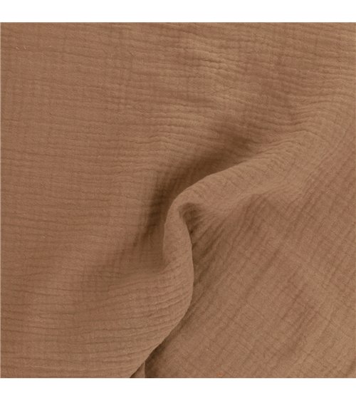 Tissu double gaze Francine marron clair au mètre