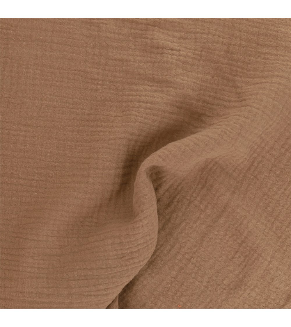 Tissu double gaze Francine marron clair au mètre