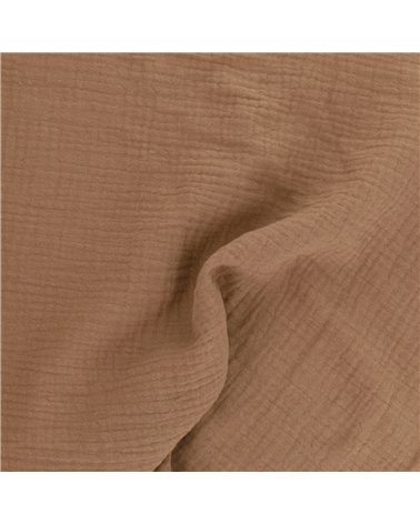 Tissu double gaze Francine marron clair au mètre