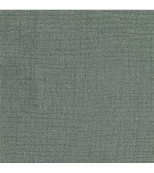 Tissu double gaze Francine vert au mètre