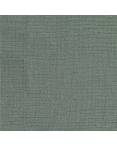 Tissu double gaze Francine vert au mètre