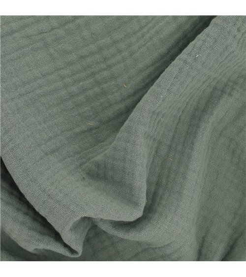Tissu double gaze Francine vert au mètre