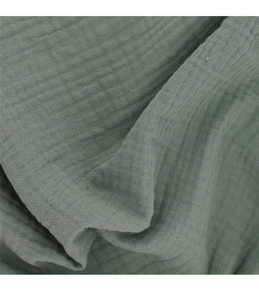 Tissu double gaze Francine vert au mètre