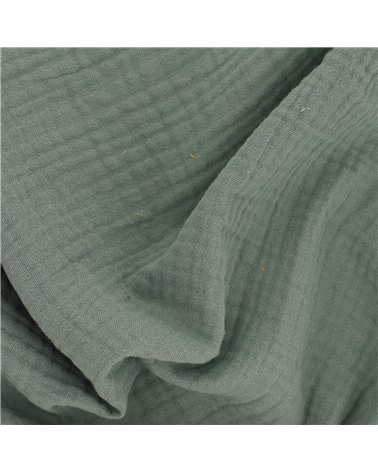 Tissu double gaze Francine vert au mètre