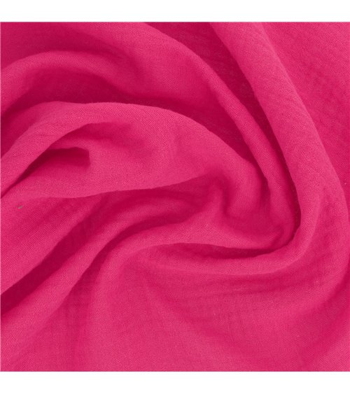 Tissu double gaze Francine Rose fuschia au mètre