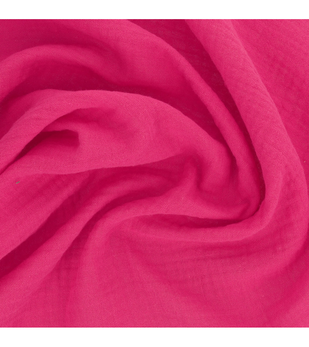 Tela Francine doble gasa rosa fucsia por metros
