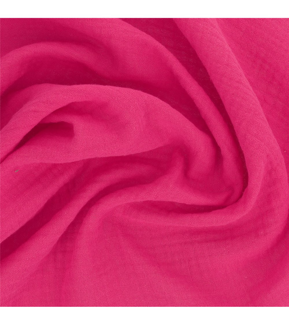 Tissu double gaze Francine Rose fuschia au mètre