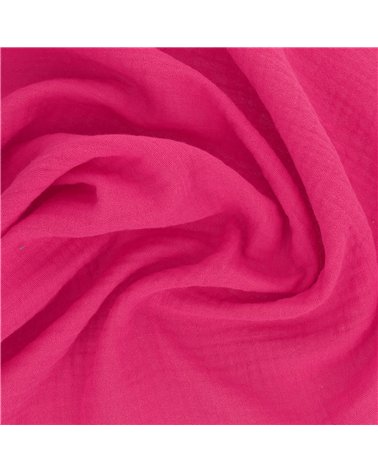 Tissu double gaze Francine Rose fuschia au mètre