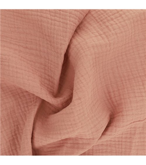 Tissu double gaze Francine orange saumon au mètre