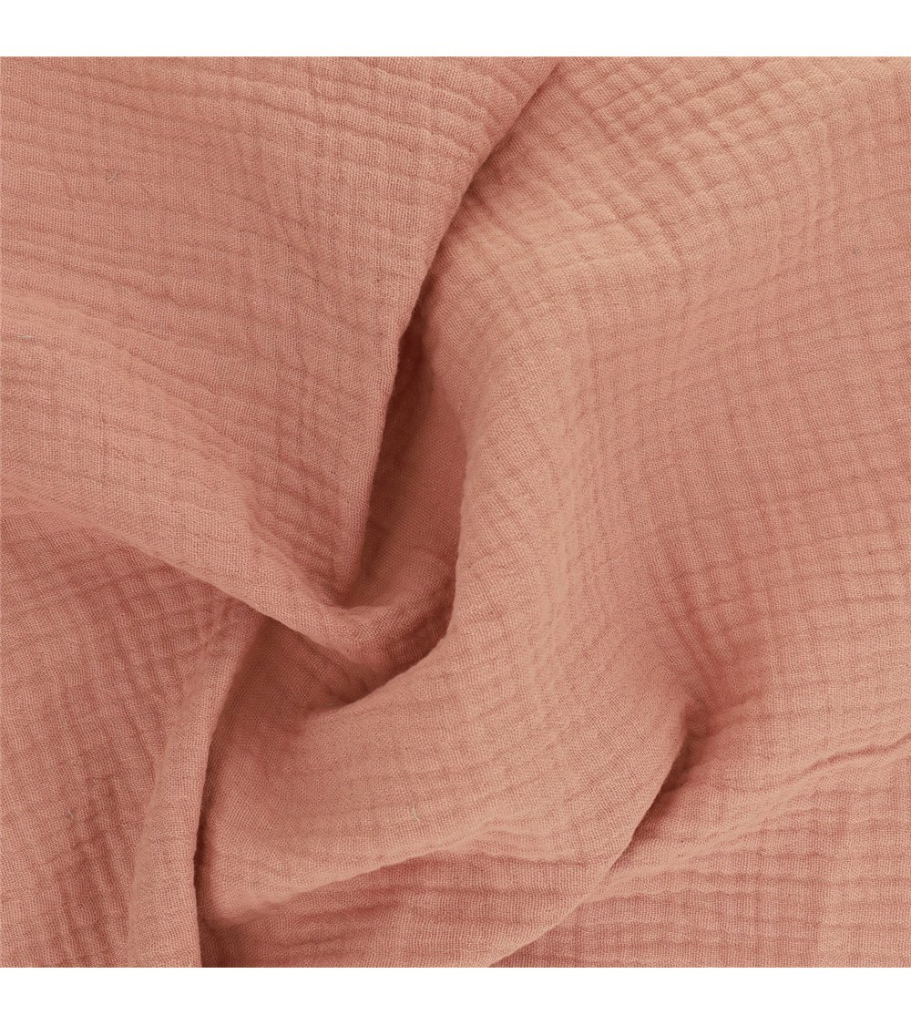 Tissu double gaze Francine orange saumon au mètre