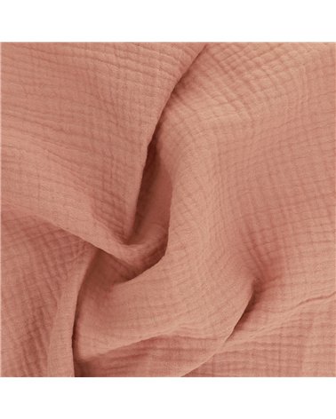 Tissu double gaze Francine orange saumon au mètre