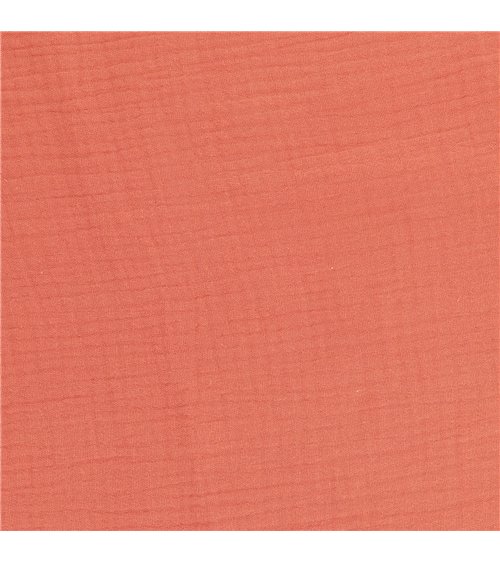Tissu double gaze Francine corail au mètre