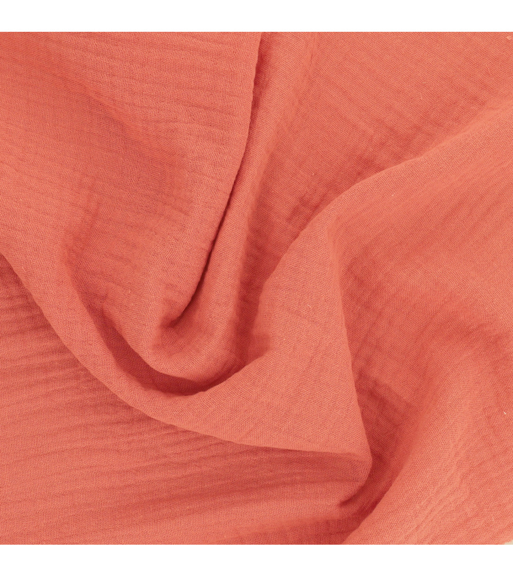 Coral Francine double gauze fabric by the meter