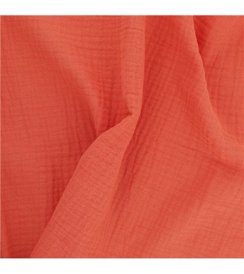 Tissu double gaze Francine orange au mètre