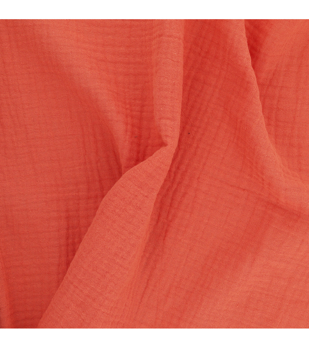 Orange Francine double gauze fabric by the meter