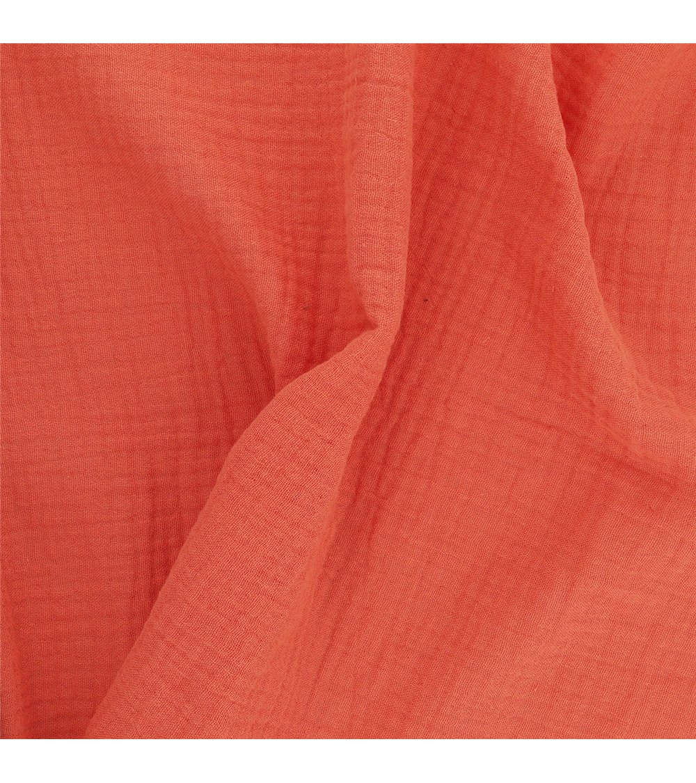 Tissu double gaze Francine orange au mètre