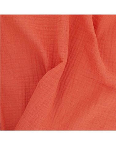 Tissu double gaze Francine orange au mètre