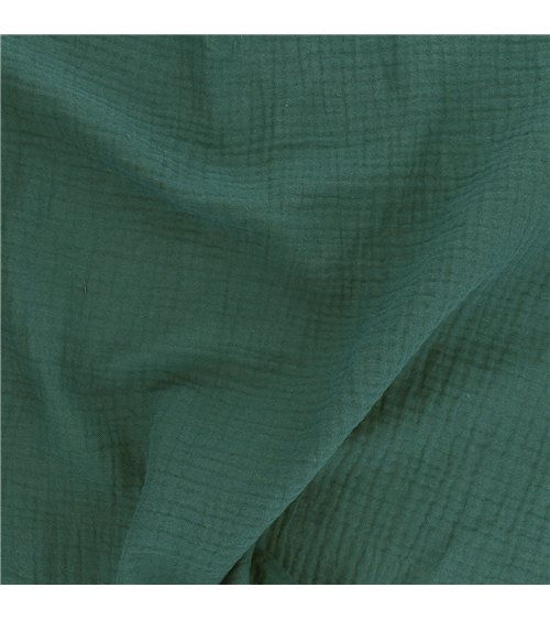 Tissu double gaze Francine vert au mètre
