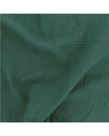 Tissu double gaze Francine vert au mètre