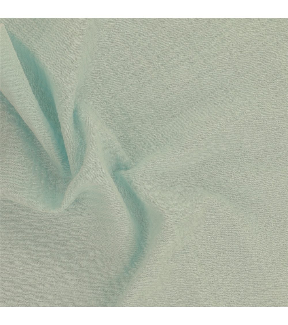 Tissu double gaze Francine vert d'eau au mètre