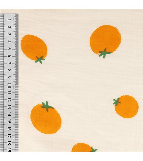 Tissu double gaze oranges 130gsm au mètre