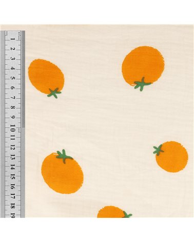 Tissu double gaze oranges 130gsm au mètre