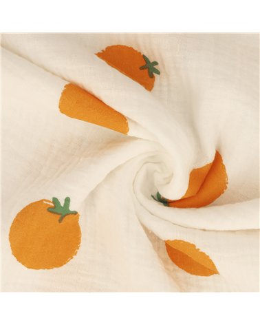 Tissu double gaze oranges 130gsm au mètre