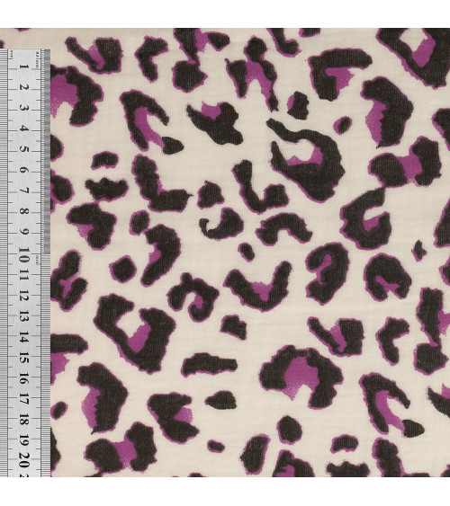 Doppelgazestoff mit Leopardenmuster, 130 g/m², Leopardenmuster mit weißem Hintergrund pro Meter