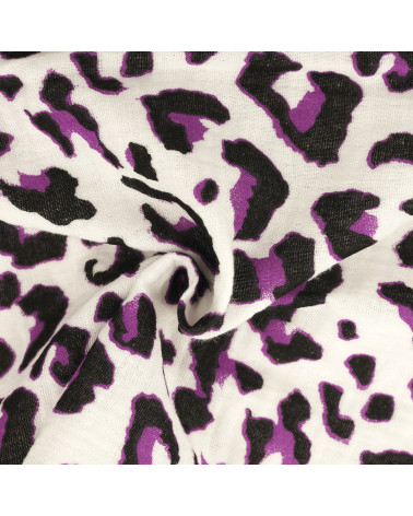 Doppelgazestoff mit Leopardenmuster, 130 g/m², Leopardenmuster mit weißem Hintergrund pro Meter