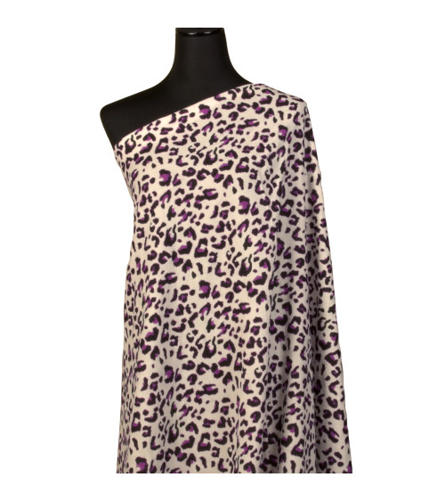 Tela doble gasa estampado leopardo 130gsm fondo blanco leopardo por metro