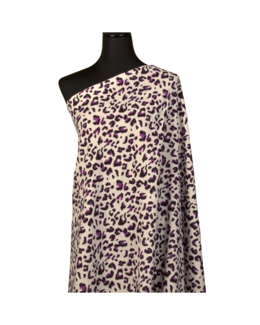 Tela doble gasa estampado leopardo 130gsm fondo blanco leopardo por metro